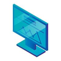 Computer monitor graph icon, isometric style vector