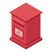 Red mail box icon, isometric style vector