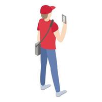 Modern postman icon, isometric style vector