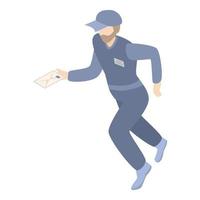 Running mailman icon, isometric style vector