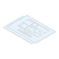 Architect plan paper icon, isometric style vector