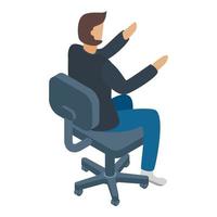 Architect man at chair icon, isometric style vector
