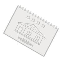 icono de cuaderno de bocetos de arquitecto, estilo isométrico vector