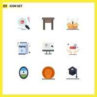 Universal Icon Symbols Group of 9 Modern Flat Colors of designing tool computer package pak milk Editable Vector Design Elements