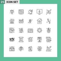 25 Line concept for Websites Mobile and Apps laptop lock web computer human Editable Vector Design Elements