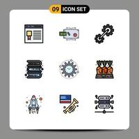9 Filledline Flat Color concept for Websites Mobile and Apps learning education money books engineering Editable Vector Design Elements
