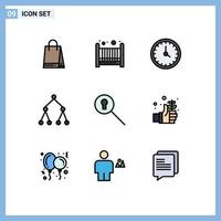 Set of 9 Modern UI Icons Symbols Signs for earth search contact keyhole social Editable Vector Design Elements