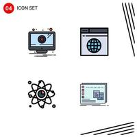 Pictogram Set of 4 Simple Filledline Flat Colors of alert connection warning server link Editable Vector Design Elements