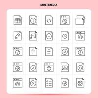 OutLine 25 Multimedia Icon set Vector Line Style Design Black Icons Set Linear pictogram pack Web and Mobile Business ideas design Vector Illustration