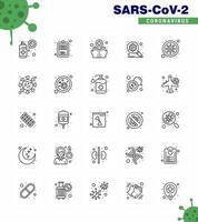 Covid19 Protection CoronaVirus Pendamic 25 line icon set such as bacteria security hands protection bacteria viral coronavirus 2019nov disease Vector Design Elements