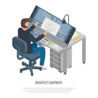 Architect equipment concept background, isometric style vector