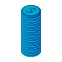 Coin column icon, isometric style vector