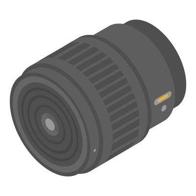 Professional camera lens icon, isometric style