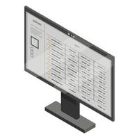 icono de monitor de oficina, estilo isométrico vector