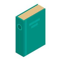 Green office folder icon, isometric style vector