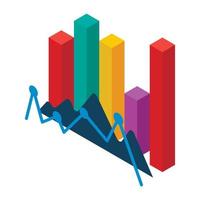 Financial graph icon, isometric style vector