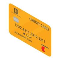 Golden credit card icon, isometric style vector