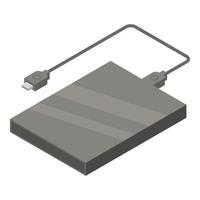 Portable hard drive icon, isometric style vector