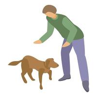 icono de entrenamiento de perros en casa, estilo isométrico vector