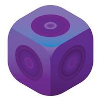 Violet dice cube icon, isometric style vector