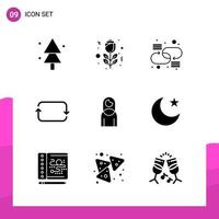paquete de conjunto de iconos de glifo de 9 iconos sólidos aislados en fondo blanco para el diseño de sitios web receptivos, impresión y aplicaciones móviles, fondo de vector de icono negro creativo