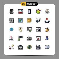 paquete de iconos de vector de stock de 25 signos y símbolos de línea para temporizador de contenido alarma de educación de teléfono inteligente elementos de diseño de vector editables