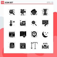 Collection of 16 Vector Icons in solid style Modern Glyph Symbols for Web and Mobile Solid Icon Sign Isolated on White Background 16 Icons Creative Black Icon vector background