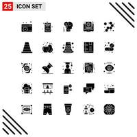 Universal Icon Symbols Group of 25 Modern Solid Glyphs of screen file idea document power Editable Vector Design Elements