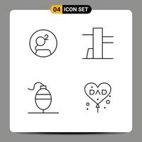 Group of 4 Filledline Flat Colors Signs and Symbols for groastl coin dad crypto currency fish fathers day Editable Vector Design Elements