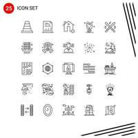 25 Thematic Vector Lines and Editable Symbols of rose flower buildings floral minus Editable Vector Design Elements