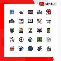 Set of 25 Modern UI Icons Symbols Signs for box minibus pc family van theater Editable Vector Design Elements