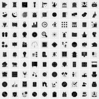 Set of 100 Business Solid Glyph icons vector