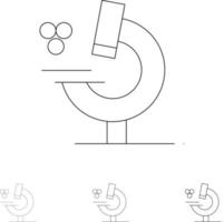 Education Microscope Science Bold and thin black line icon set vector