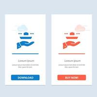 Waiter Restaurant Serve Lunch Dinner  Blue and Red Download and Buy Now web Widget Card Template vector