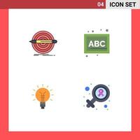 User Interface Pack of 4 Basic Flat Icons of design lightbulb set blocks electrical Editable Vector Design Elements