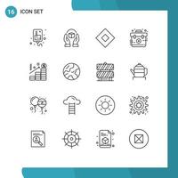 16 Thematic Vector Outlines and Editable Symbols of analysis first responsibility emergency symbols Editable Vector Design Elements