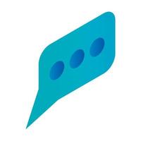 Blue speech bubble icon, isometric style vector