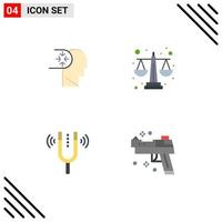 4 iconos planos universales signos símbolos de mente tenedor cabeza igualdad tono elementos de diseño vectorial editables vector