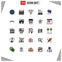 conjunto de 25 iconos de interfaz de usuario modernos signos de símbolos para elementos de diseño vectorial editables de referencia eléctrica de concierto electrónico de hardware vector