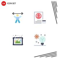 Editable Vector Line Pack of 4 Simple Flat Icons of athlete planning fitness coding art Editable Vector Design Elements