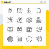 Collection of 16 Universal Line Icons Icon Set for Web and Mobile vector