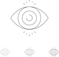 Eye Test Search Science Bold and thin black line icon set vector