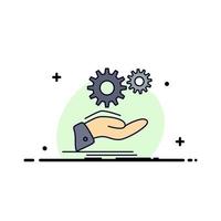 solution hand idea gear services Flat Color Icon Vector