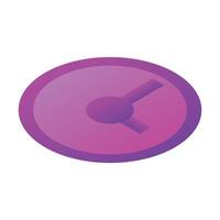 Purple wall clock icon, isometric style vector