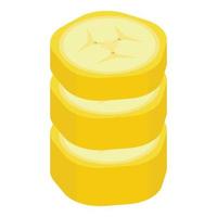 Cutted banana icon, isometric style vector