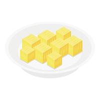 Pineapple cube icon, isometric style vector