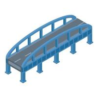 Blue bridge icon, isometric style vector