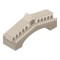 Ancient bridge icon, isometric style vector