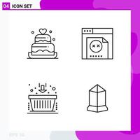 paquete de conjunto de iconos de línea de 4 iconos de contorno aislados en fondo blanco para impresión web y móvil vector