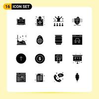 Universal Icon Symbols Group of 16 Modern Solid Glyphs of health presentation christmas bag motivation conference Editable Vector Design Elements